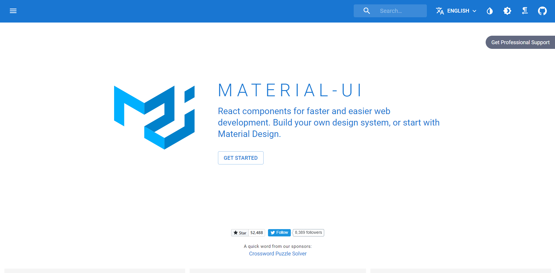 Material UI landing page