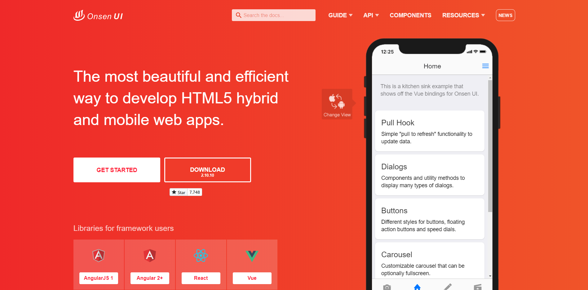 Onsen UI landing page