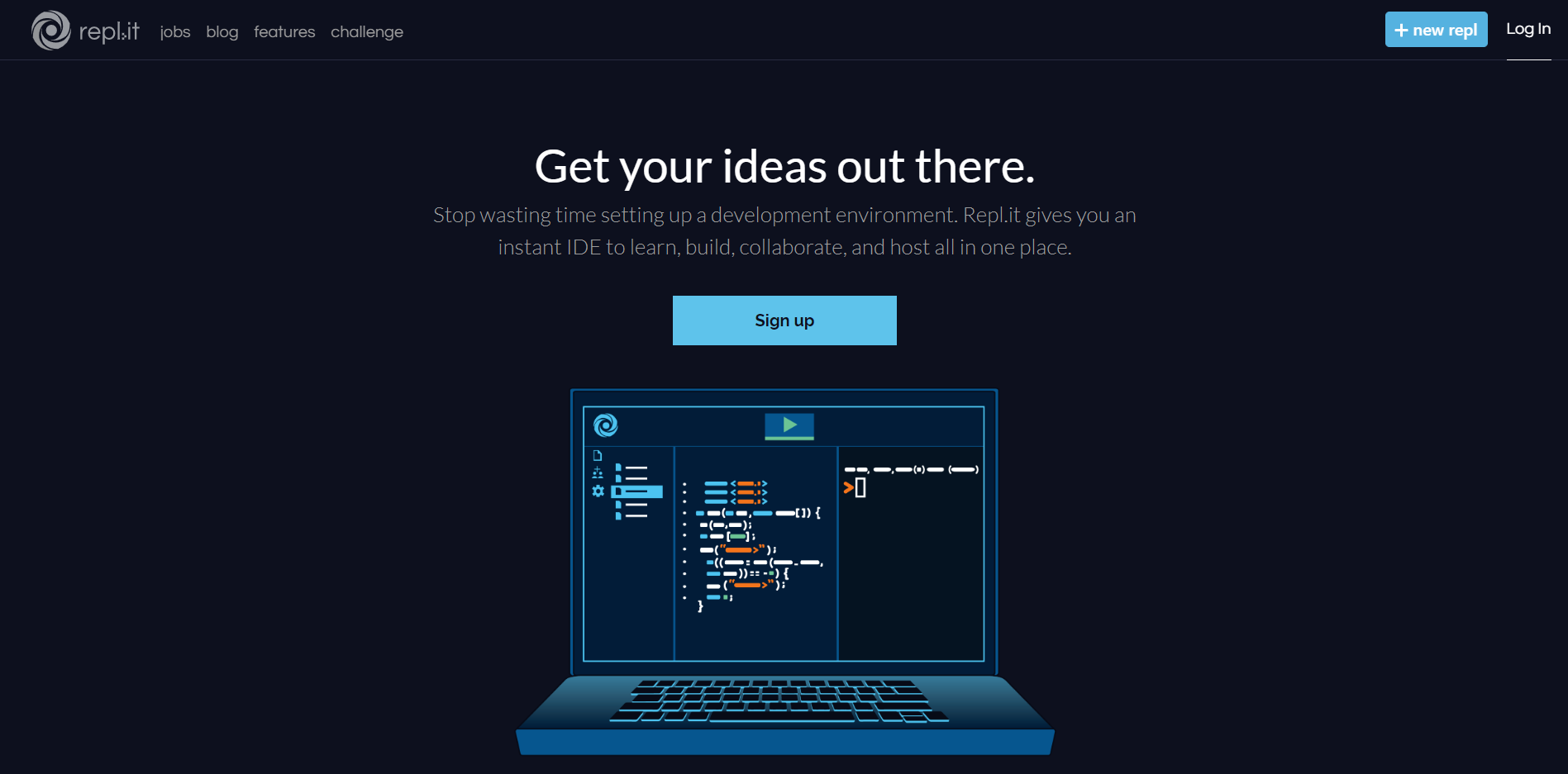 Repl.it landing page