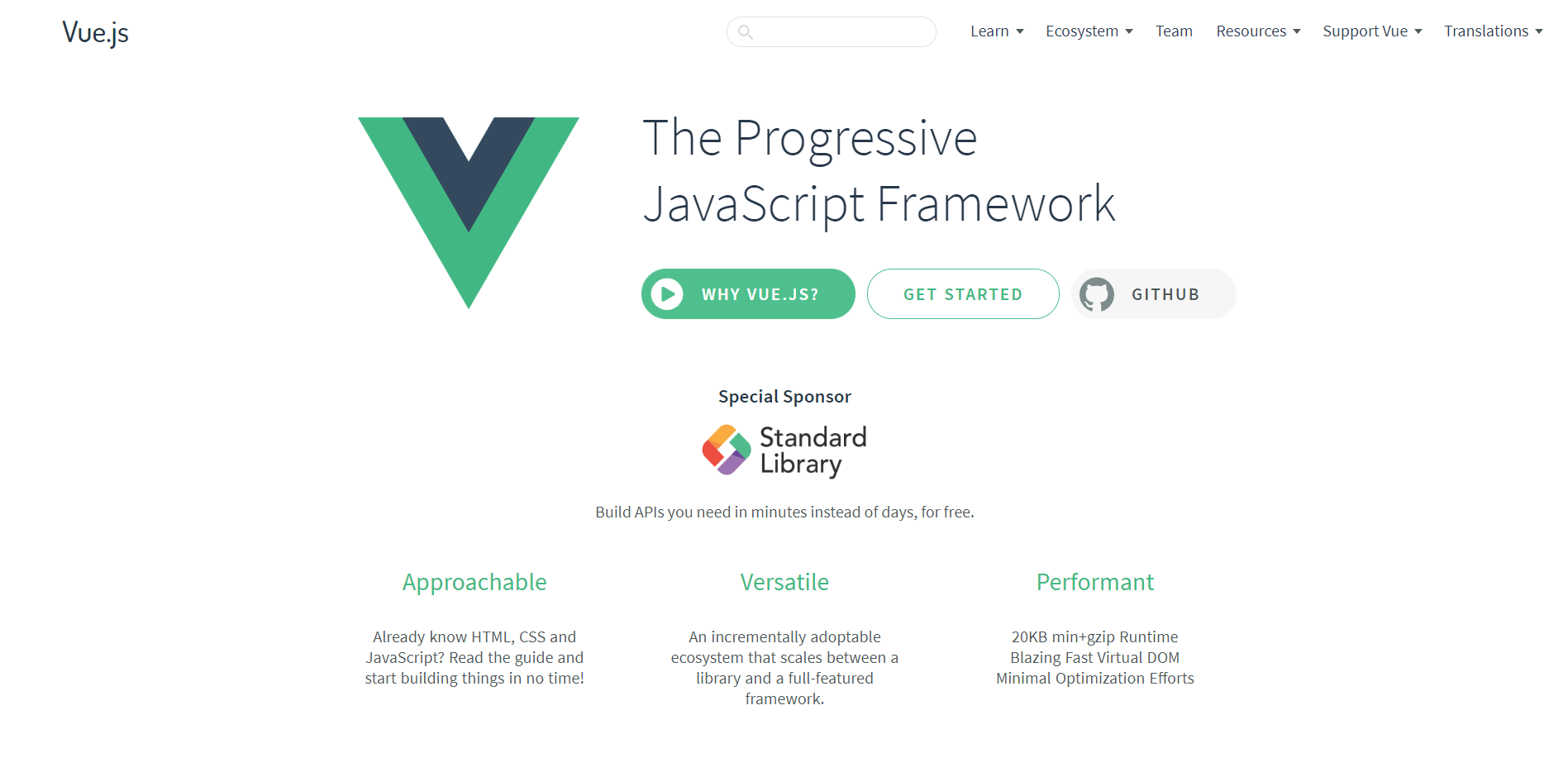 Vue landing page