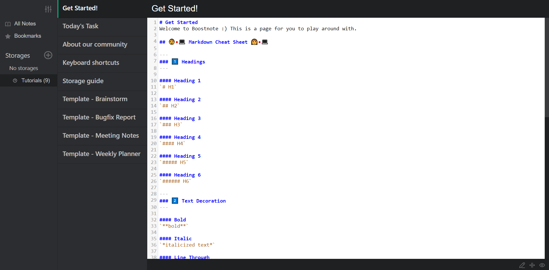 Boost Note editor