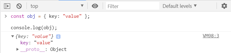 Example console.log() output