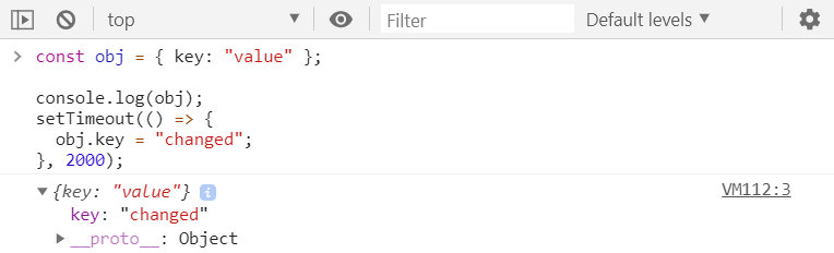 Console.log() dynamic evaluation