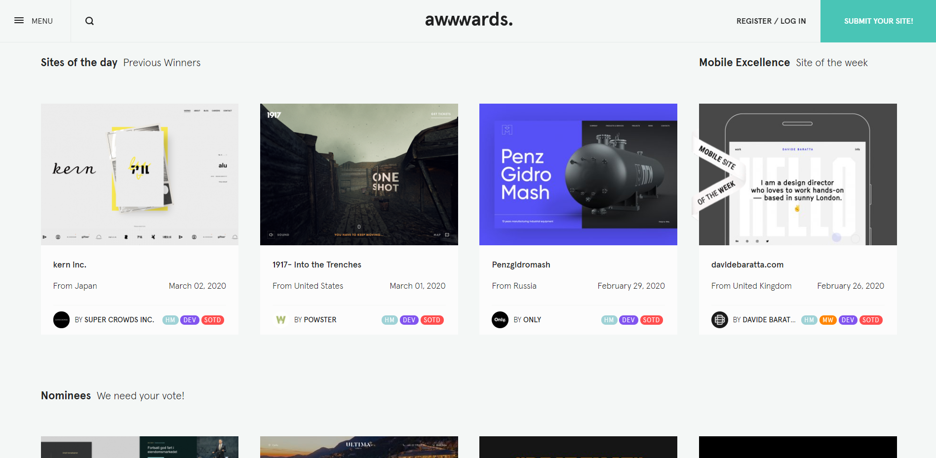 Awwwards website