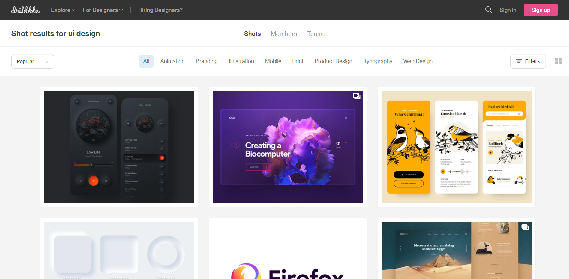 Dribbble website