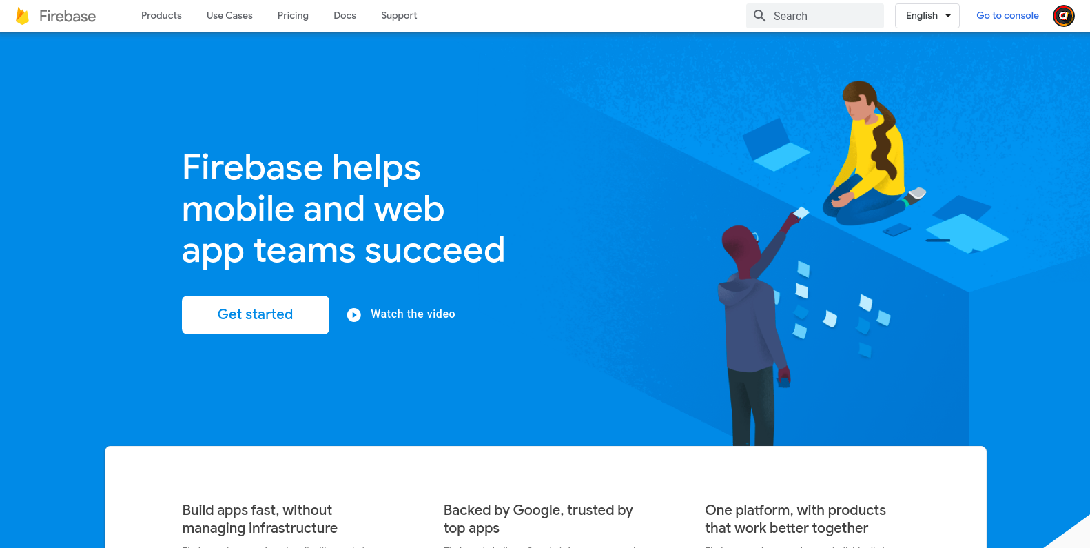 Firebase landing page