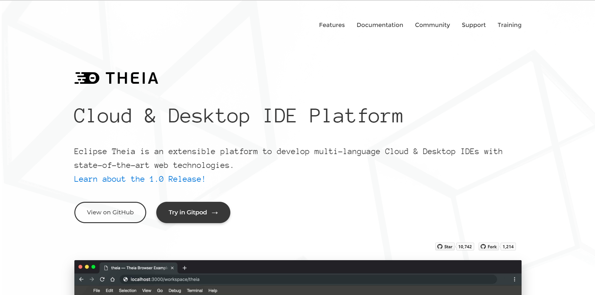 Theia landing page