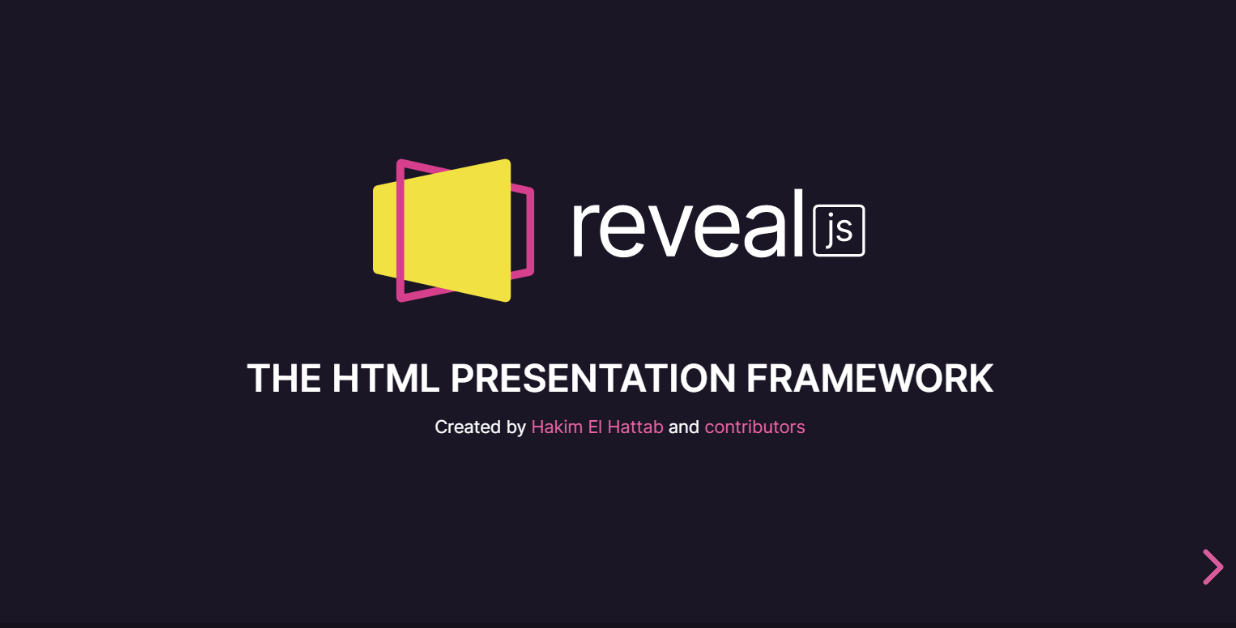Reveal.js landing page