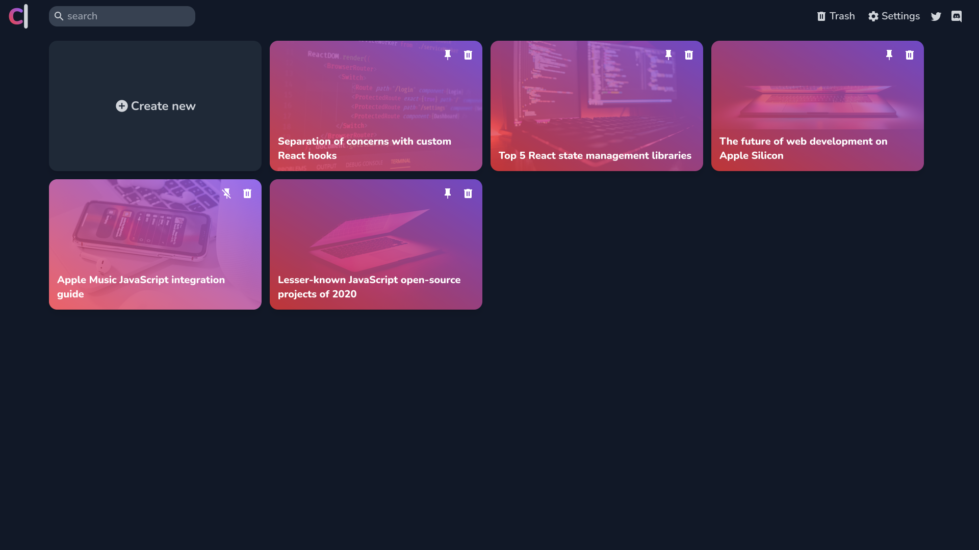 CodeWrite dashboard in dark mode
