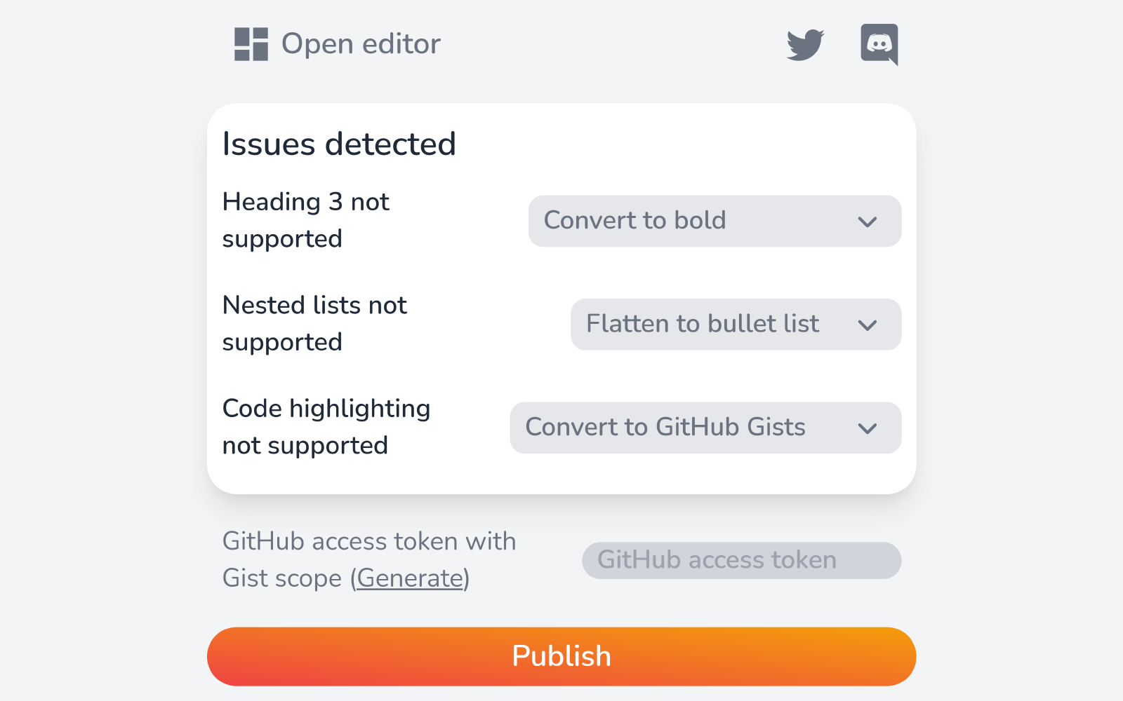 CodeWrite Medium issue-resolve pop-up