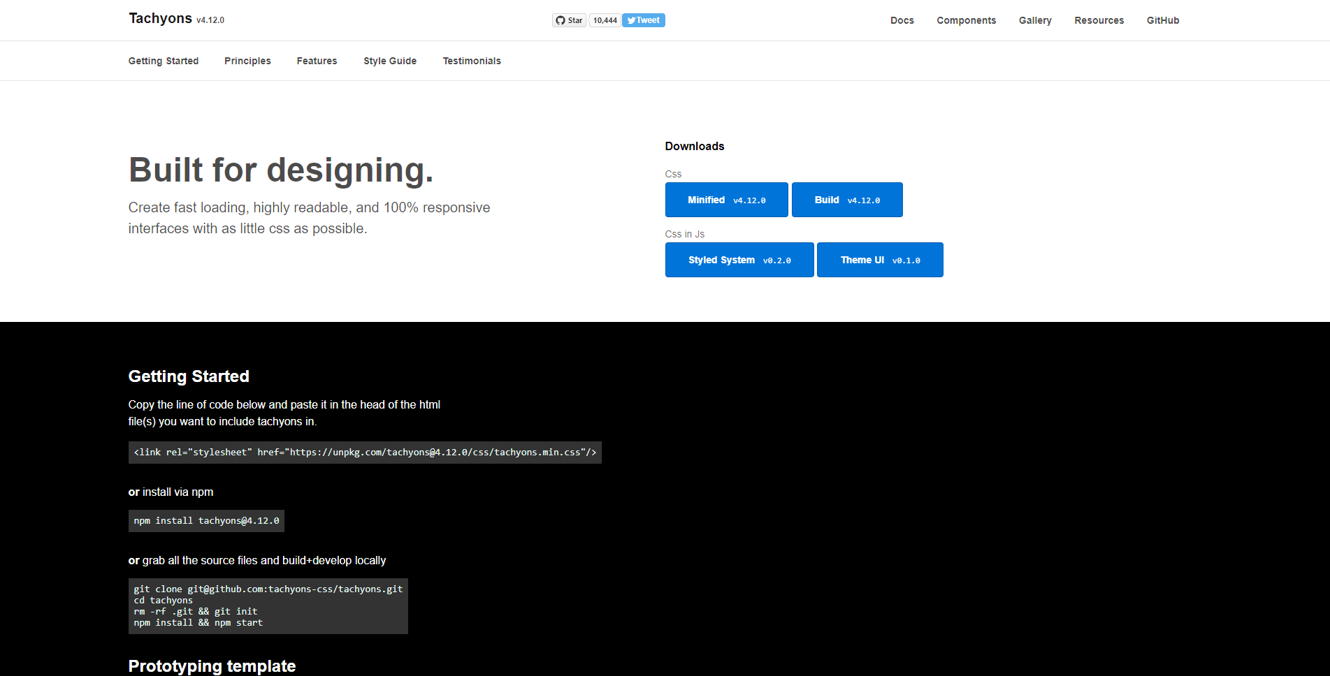Tachyons landing page