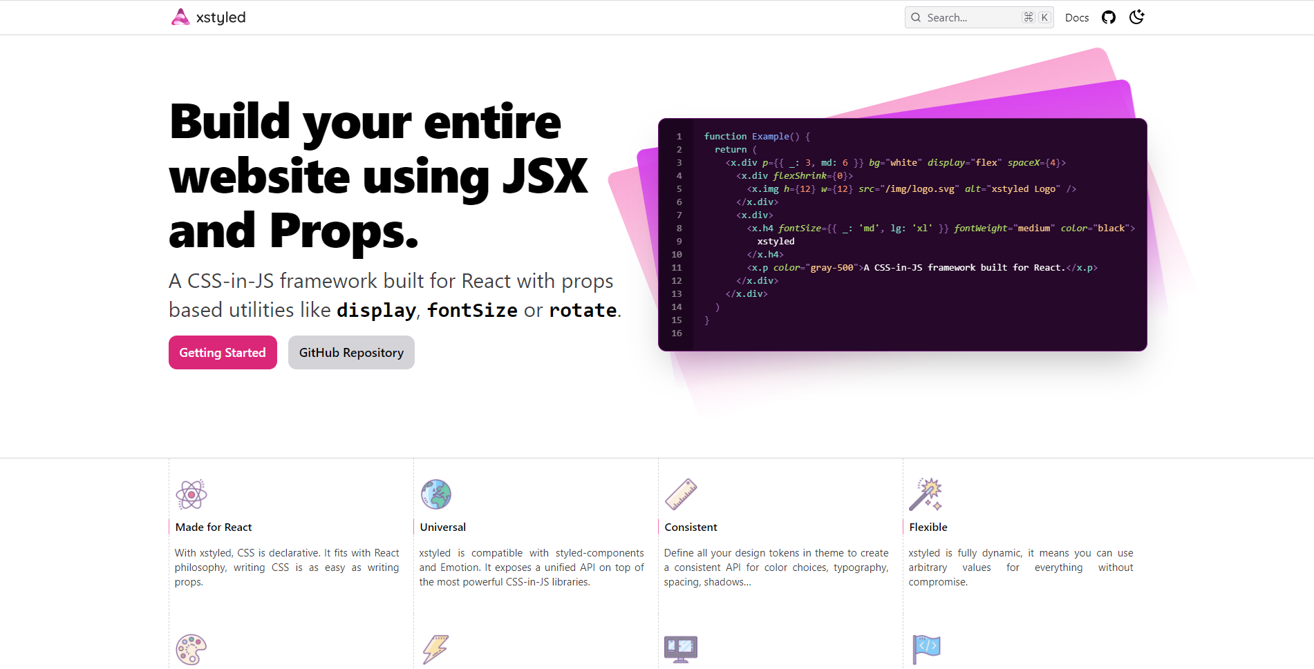 XStyled landing page