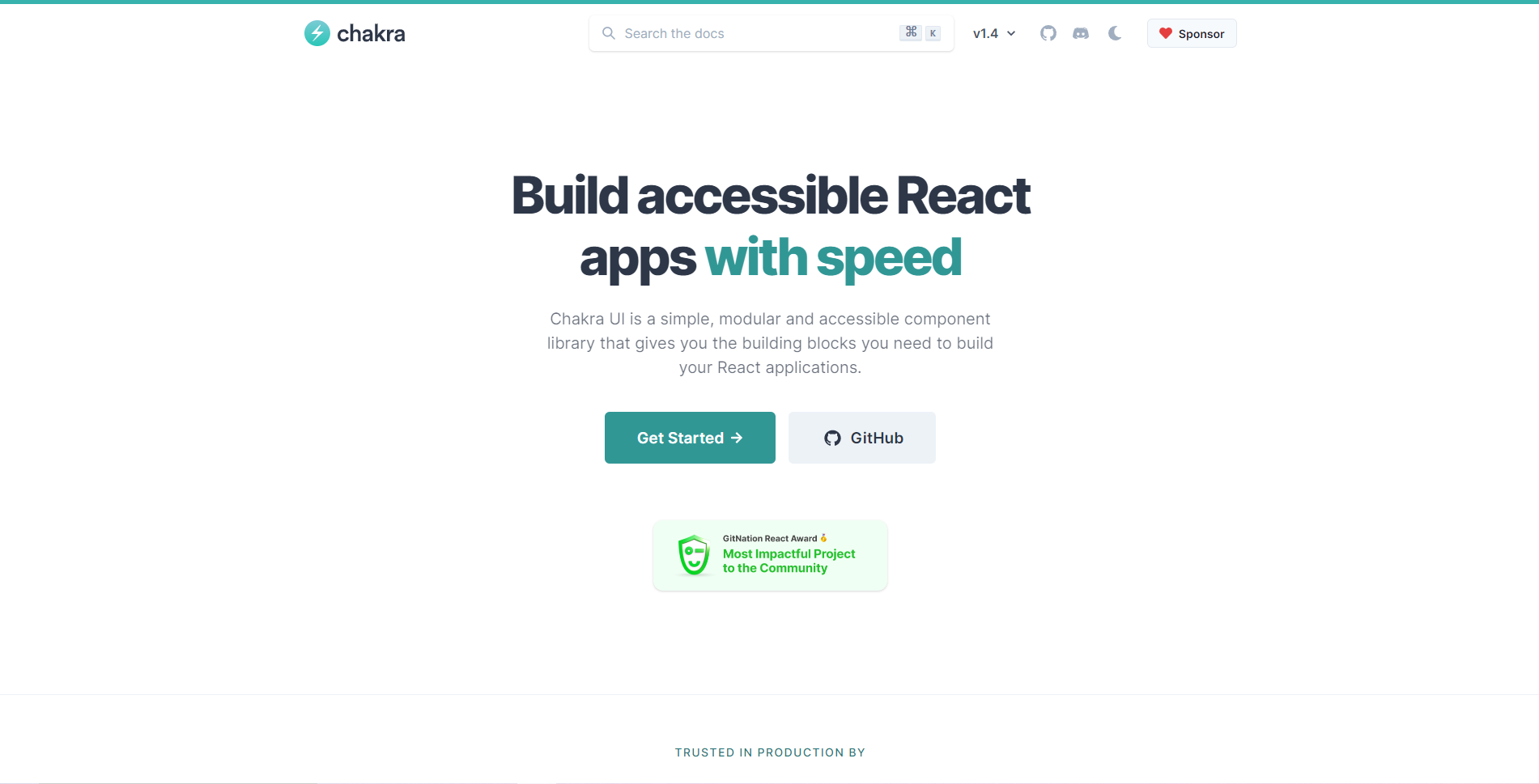 Chakra UI landing page