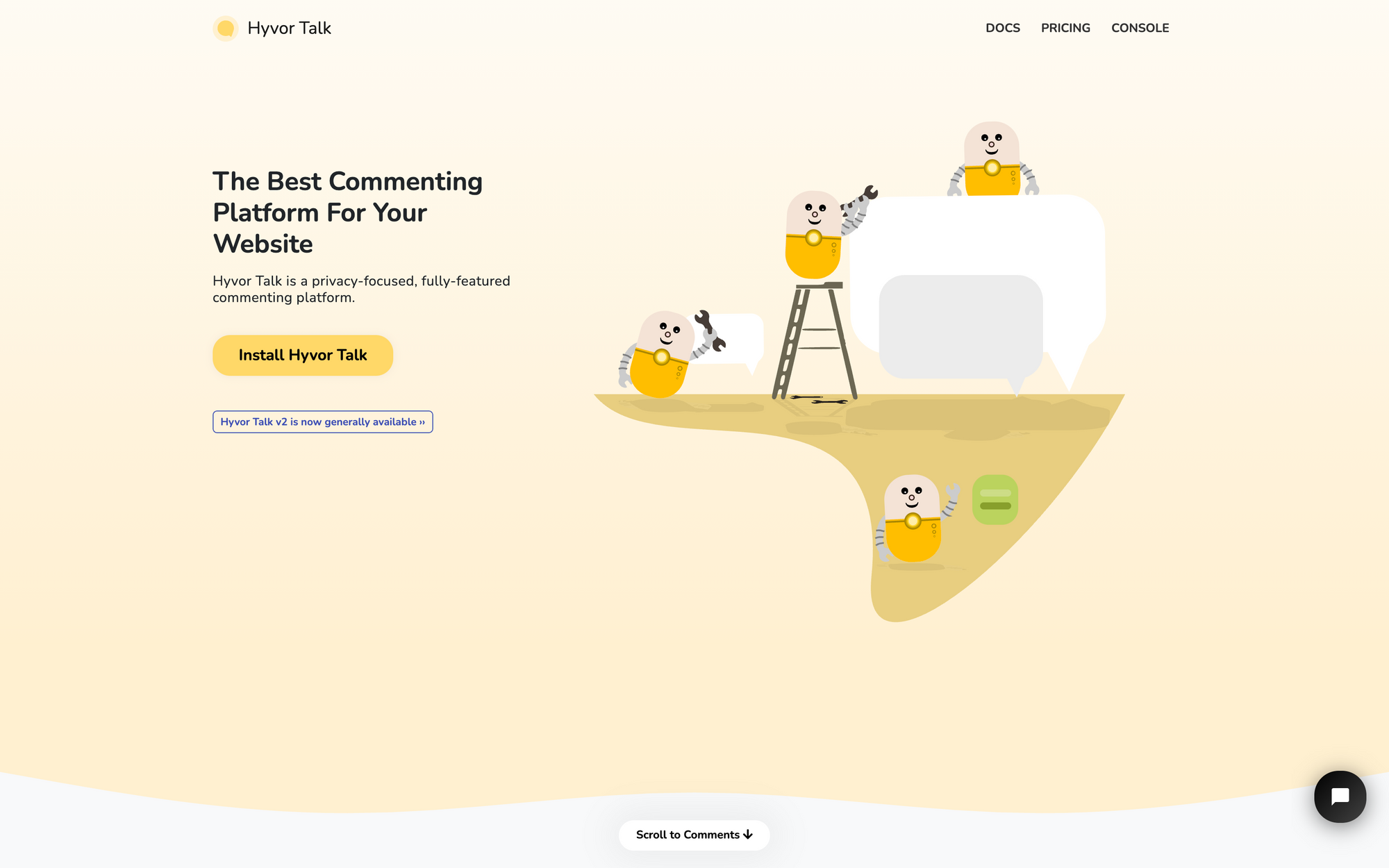Hyvor Talk landing page
