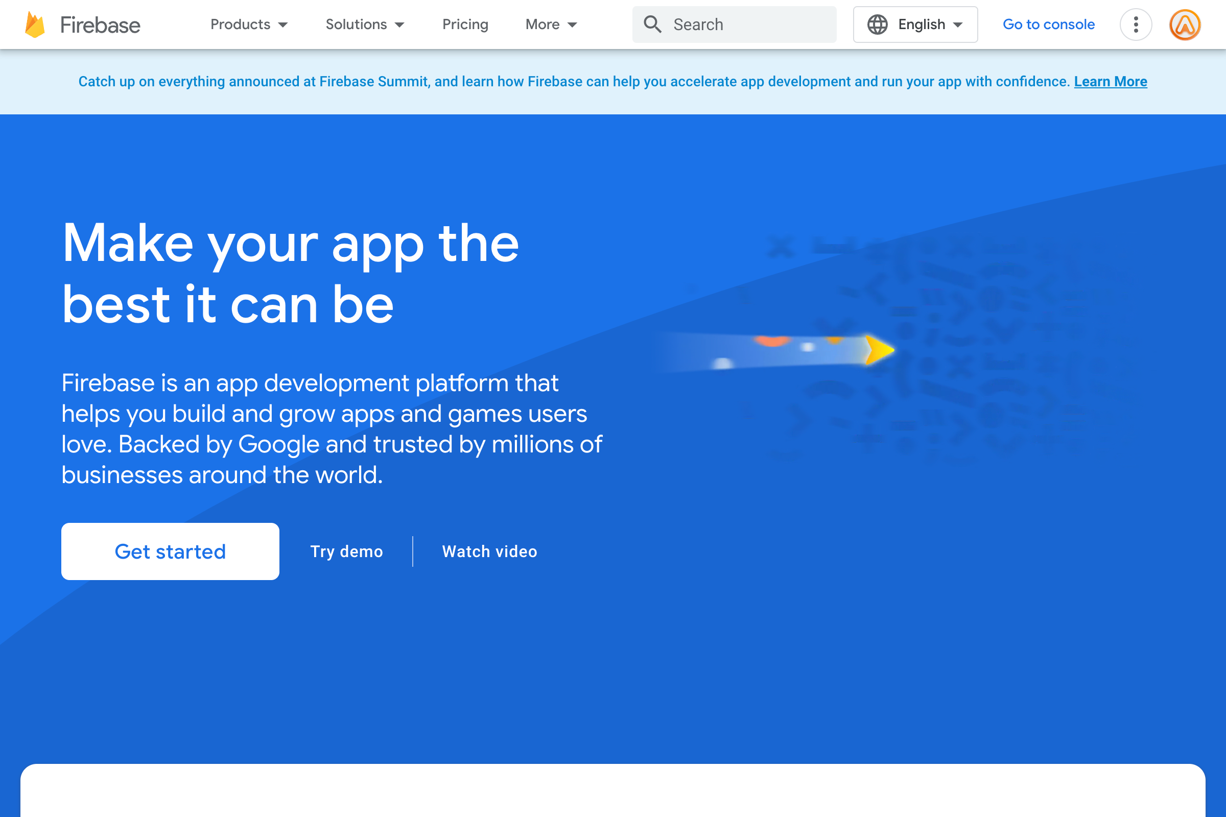 Firebase landing page