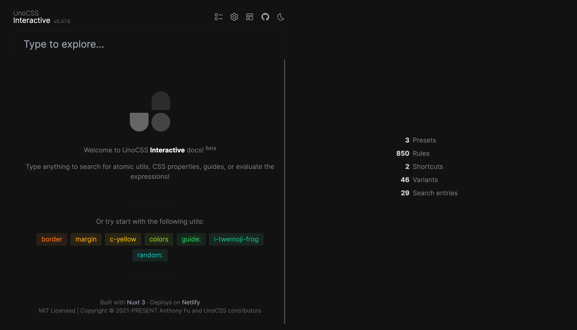 UnoCSS landing page