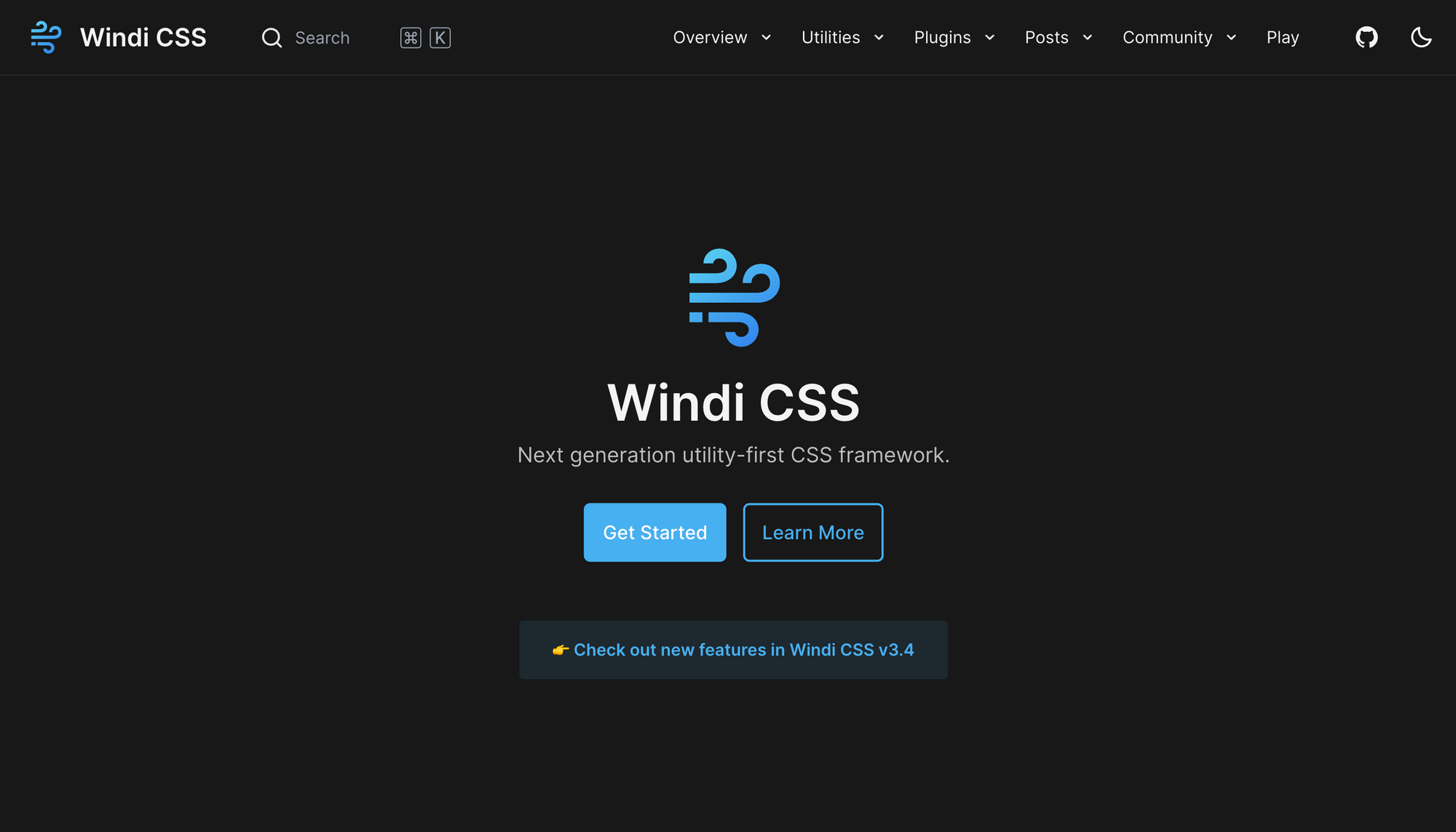 Windi CSS landing page